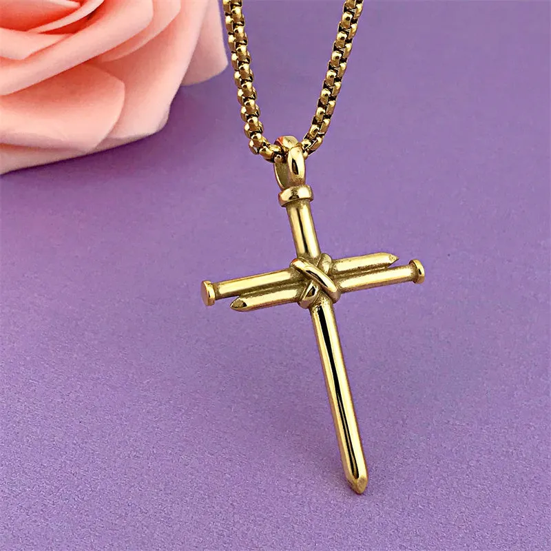 Cross Necklace for Men Cross Pendant Stainless Steel Necklace