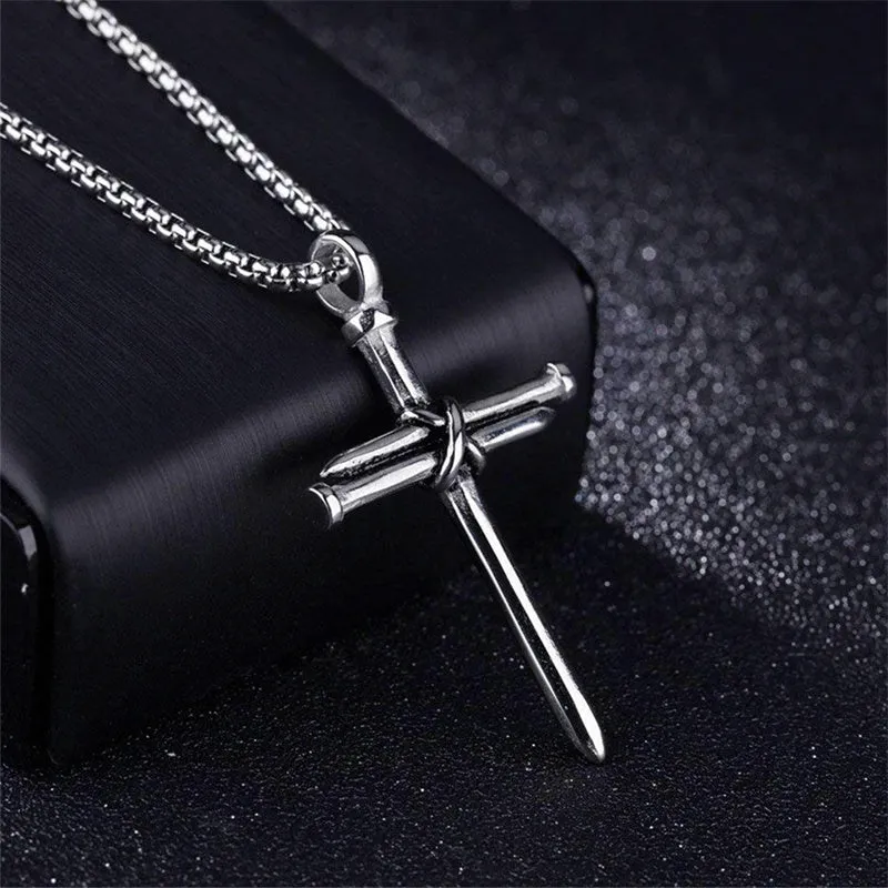 Cross Necklace for Men Cross Pendant Stainless Steel Necklace