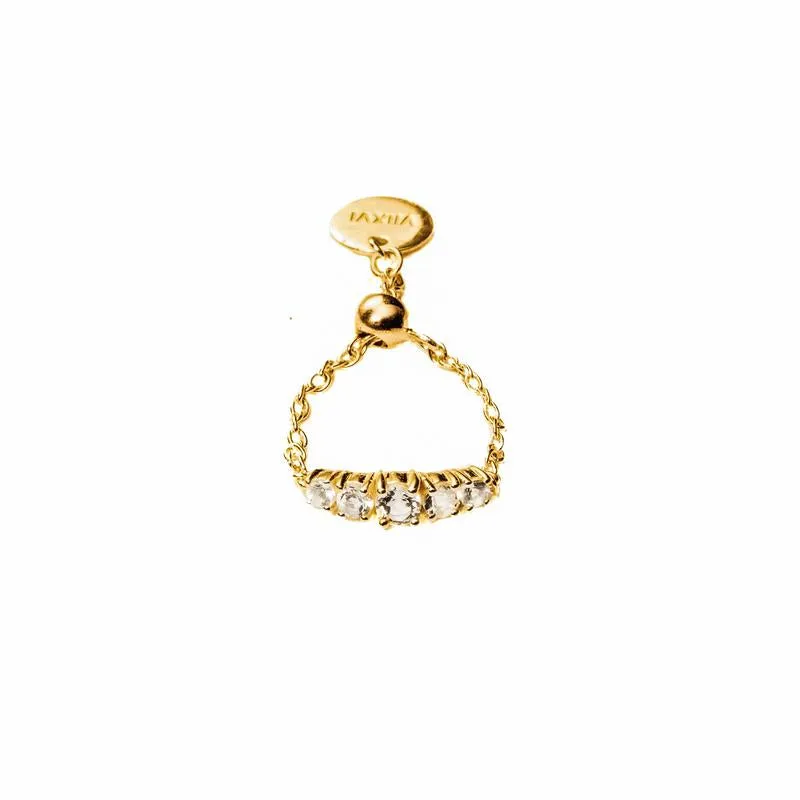 Crystal Chain Ring in Gold