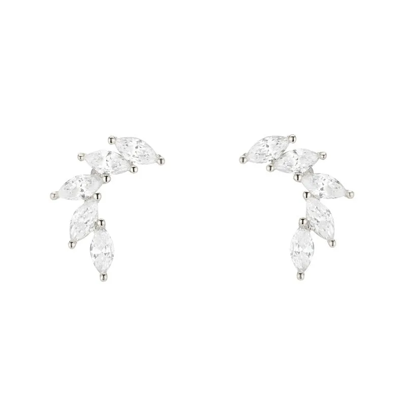 CZ Leaf Ear Crawler Earrings