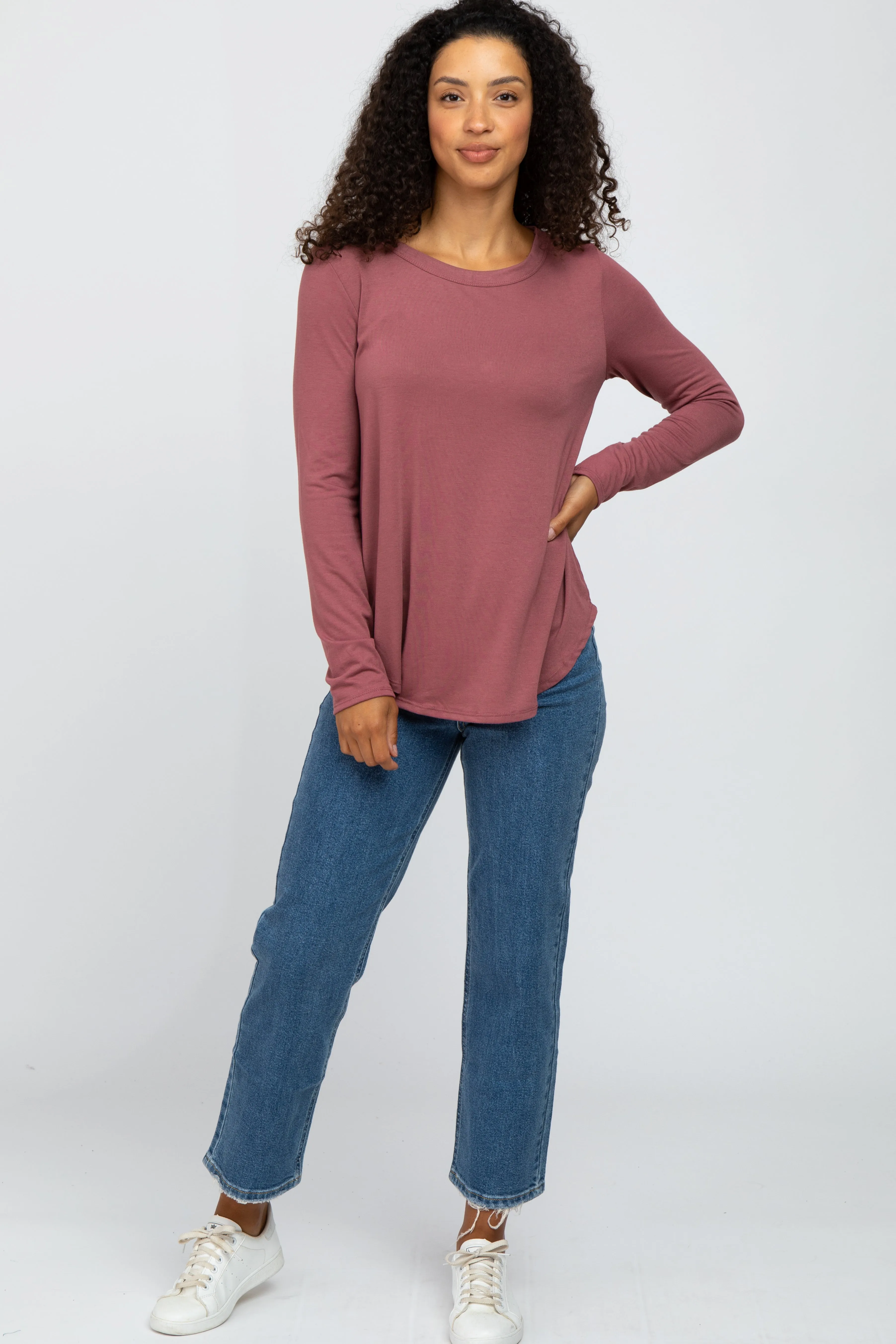 Dark Mauve Basic Long Sleeve Top