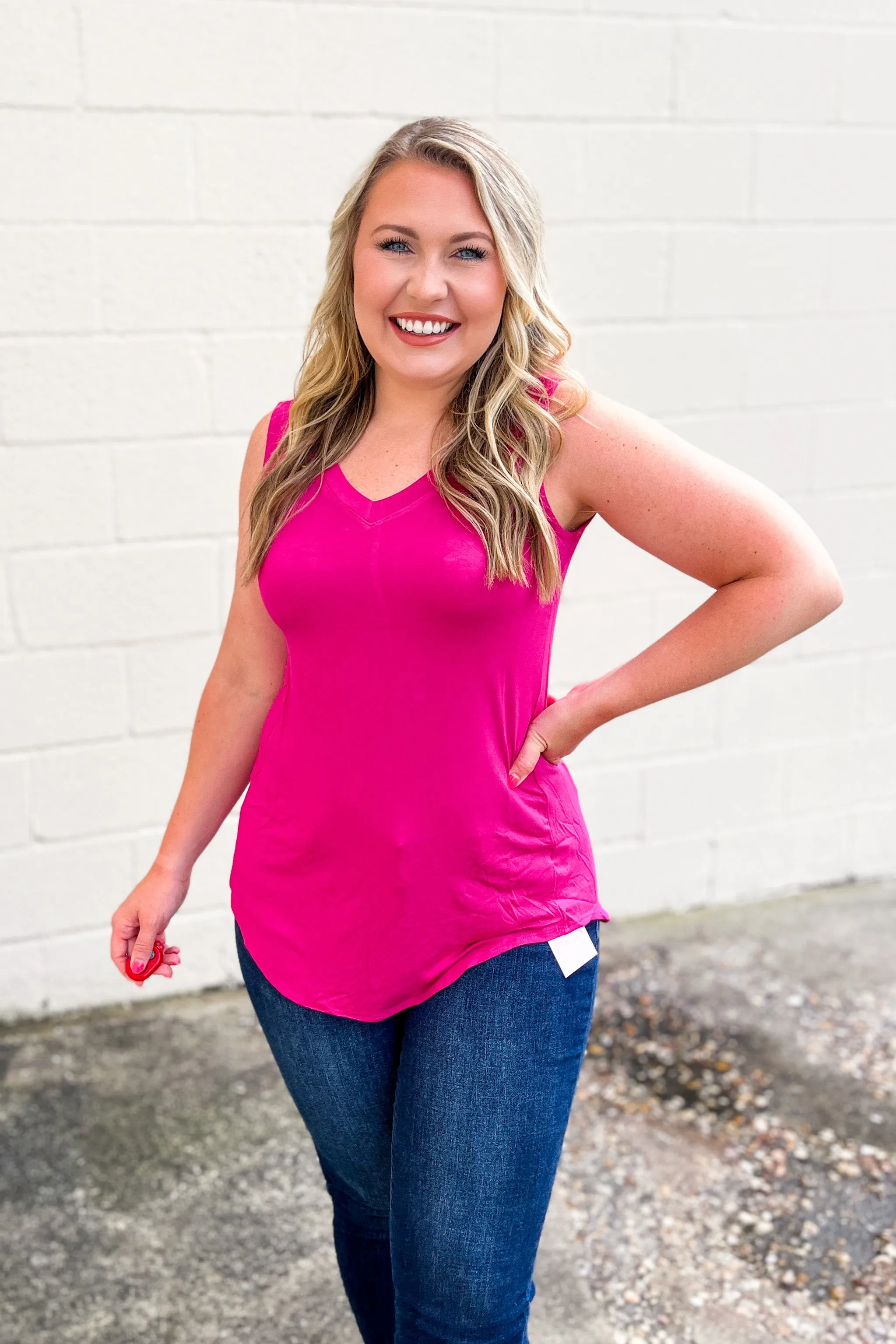 DEAL | Terri V-Neck Tank Top, Magenta