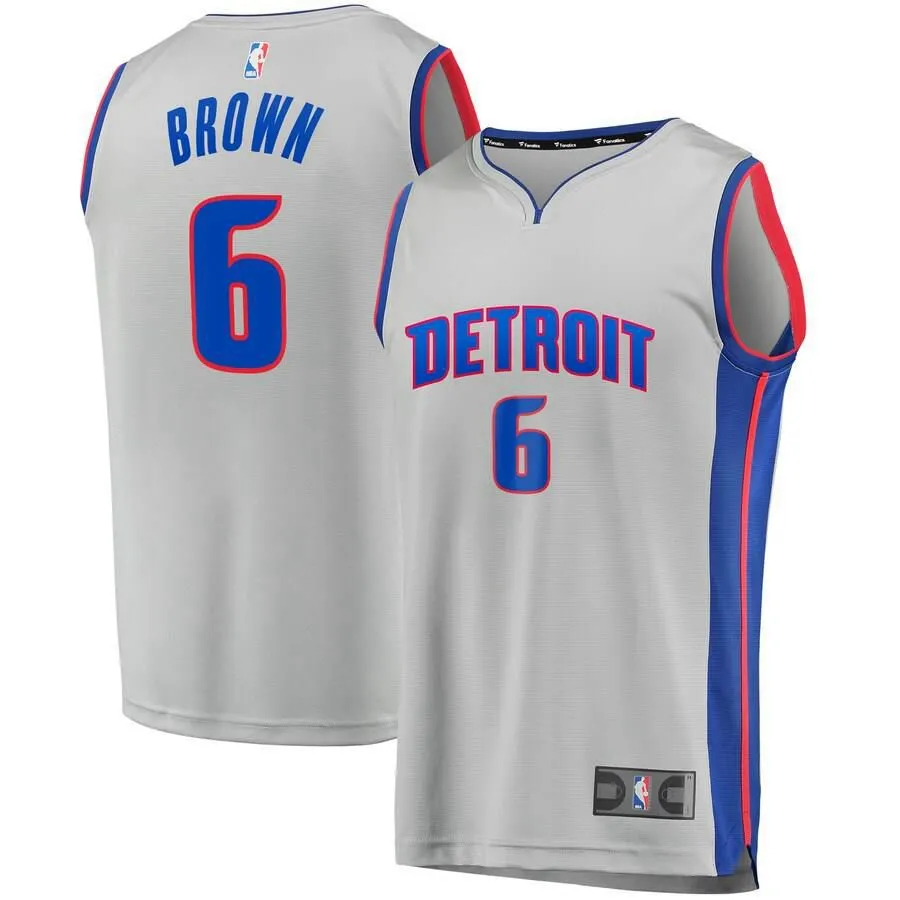 Detroit Pistons Bruce Brown Fanatics Branded Replica Fast Break Player Statement Jersey Kids - Grey | Ireland E5920J4