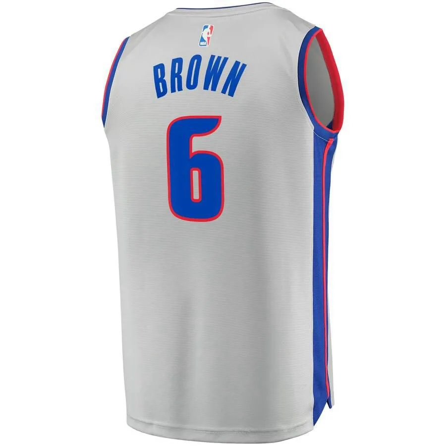 Detroit Pistons Bruce Brown Fanatics Branded Replica Fast Break Player Statement Jersey Kids - Grey | Ireland E5920J4