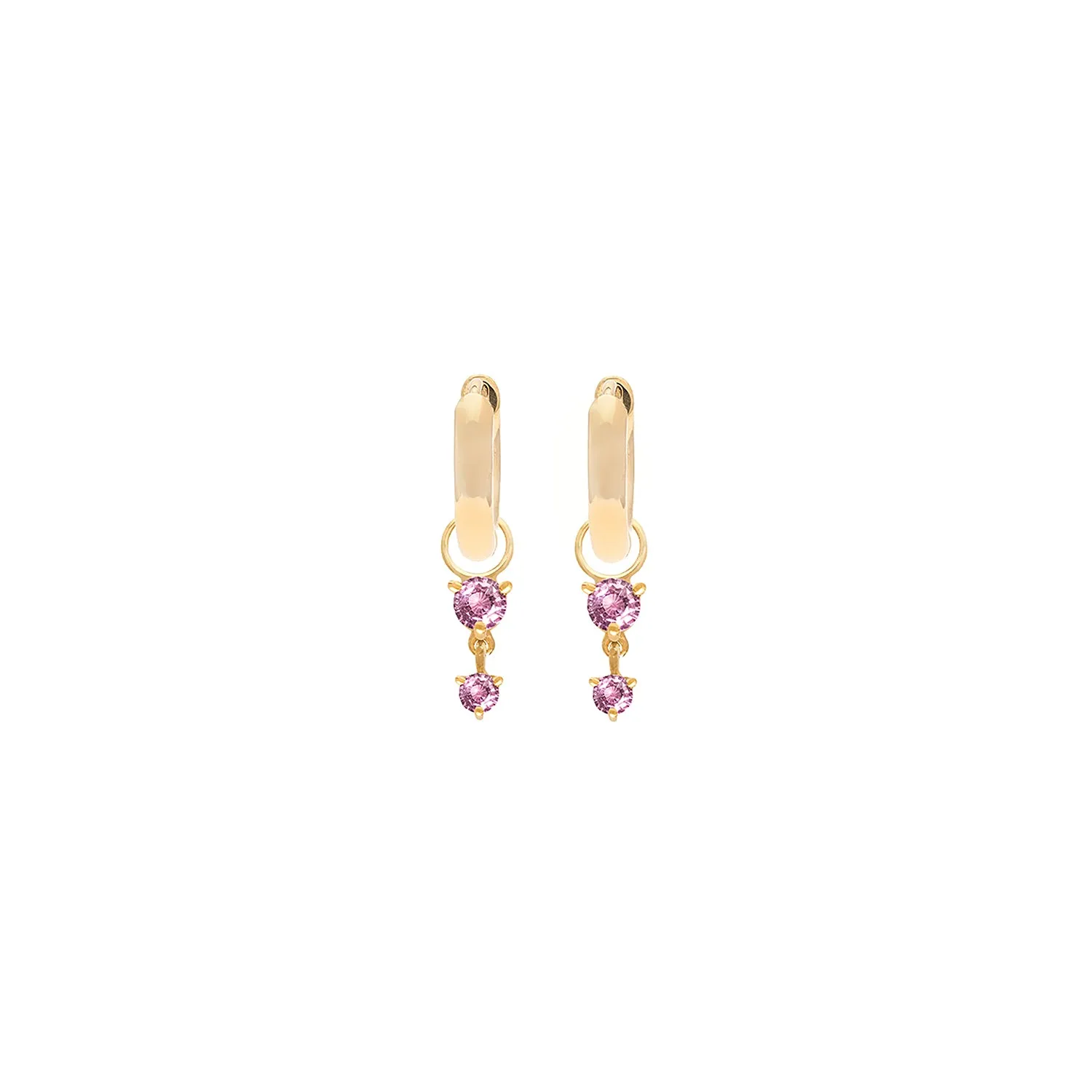 Deux Drop Hoops | Pink Sapphire