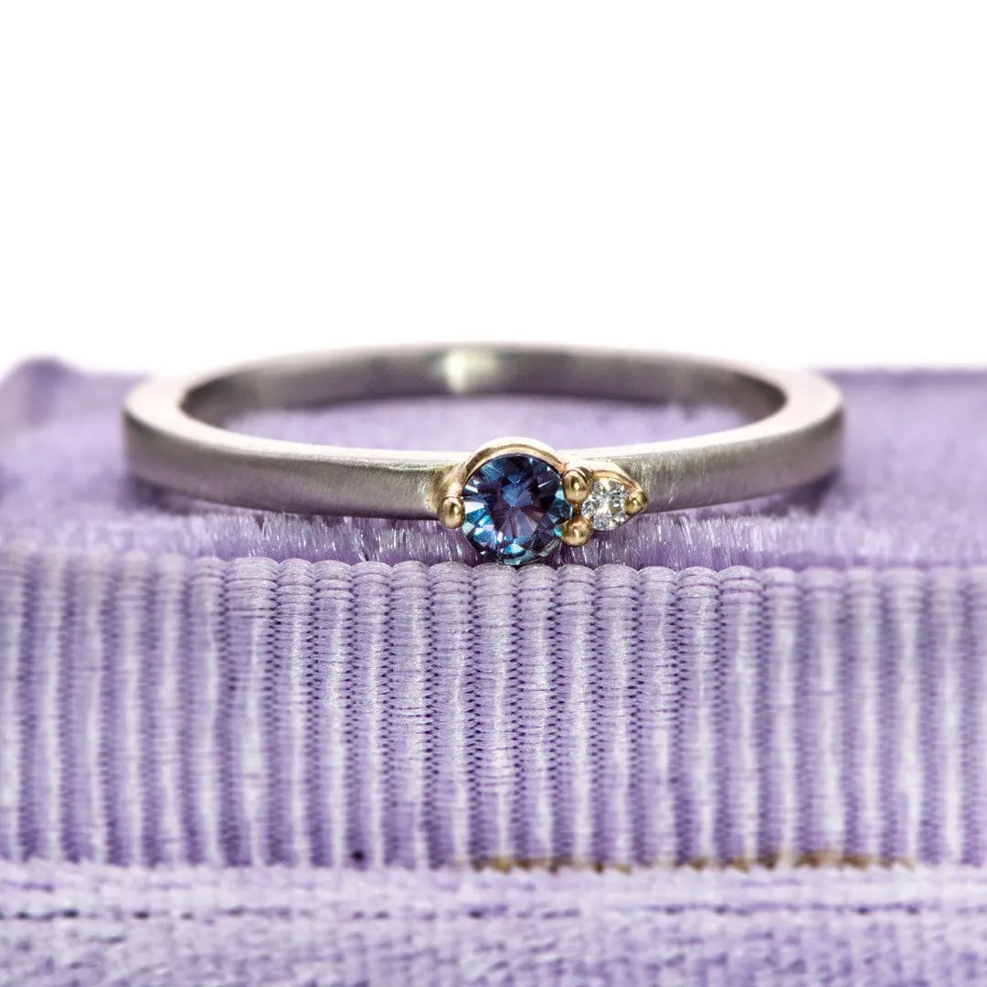 Diamond Accented Alexandrite 14k Gold & Sterling Silver Stacking Ring