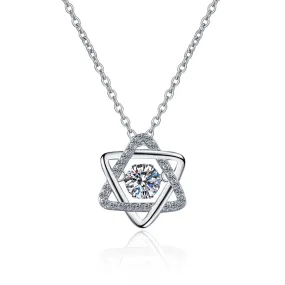 Diamond Hexagram Pendant Necklace - 925 Sterling Silver