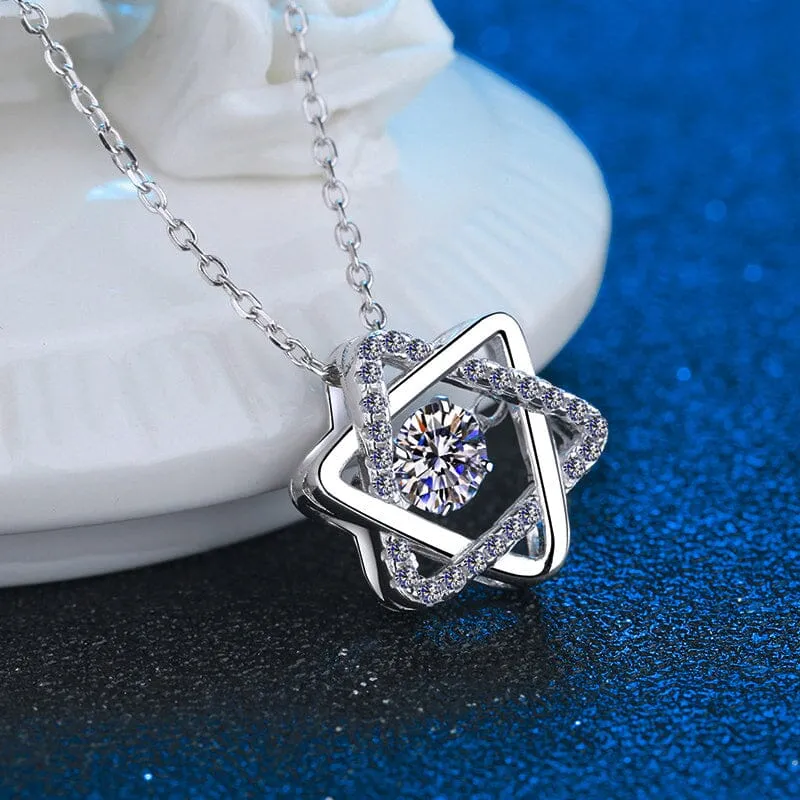 Diamond Hexagram Pendant Necklace - 925 Sterling Silver