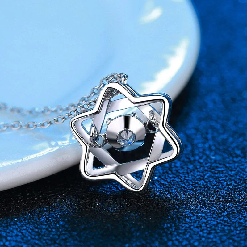 Diamond Hexagram Pendant Necklace - 925 Sterling Silver