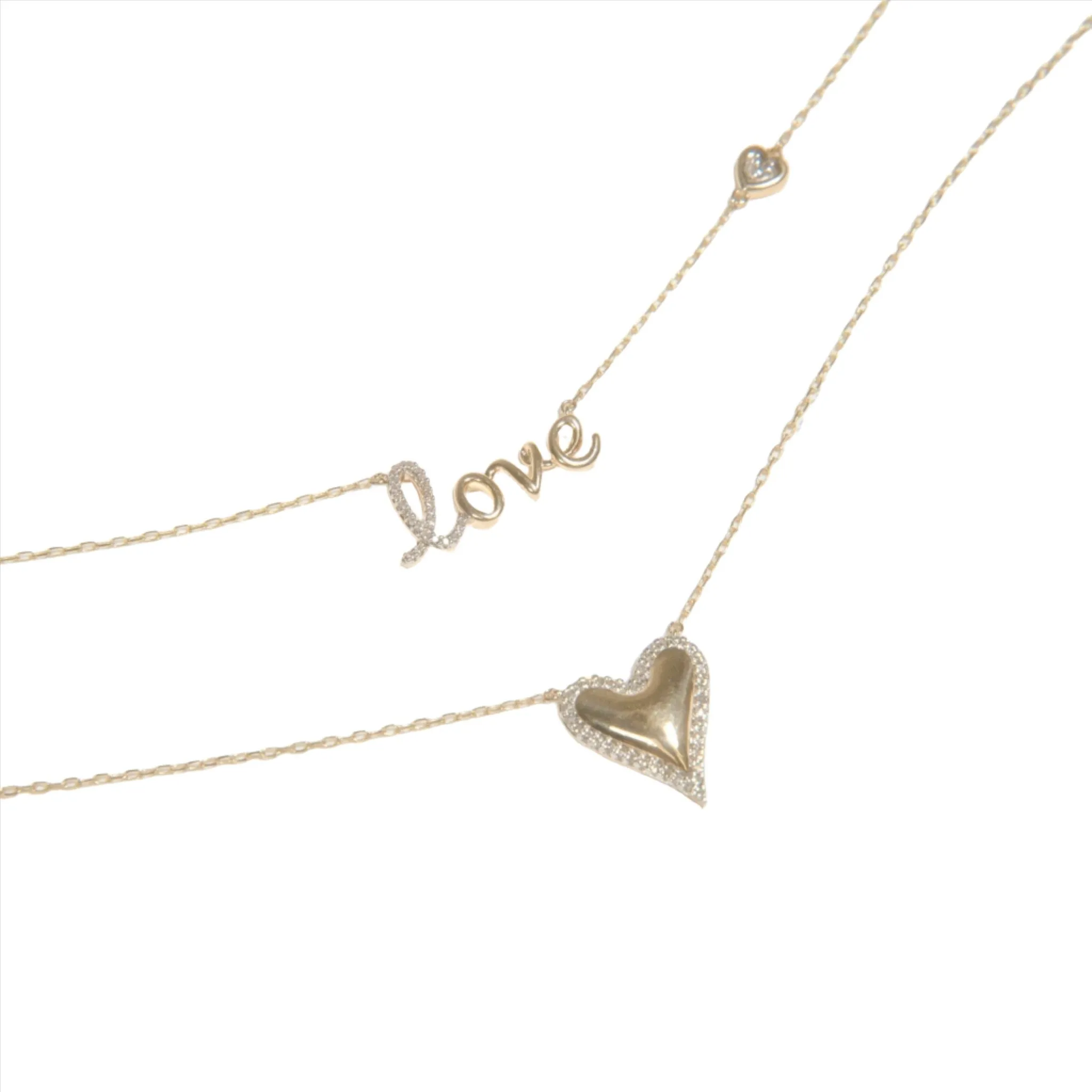 Diamond Love Necklace in Solid 14k Gold