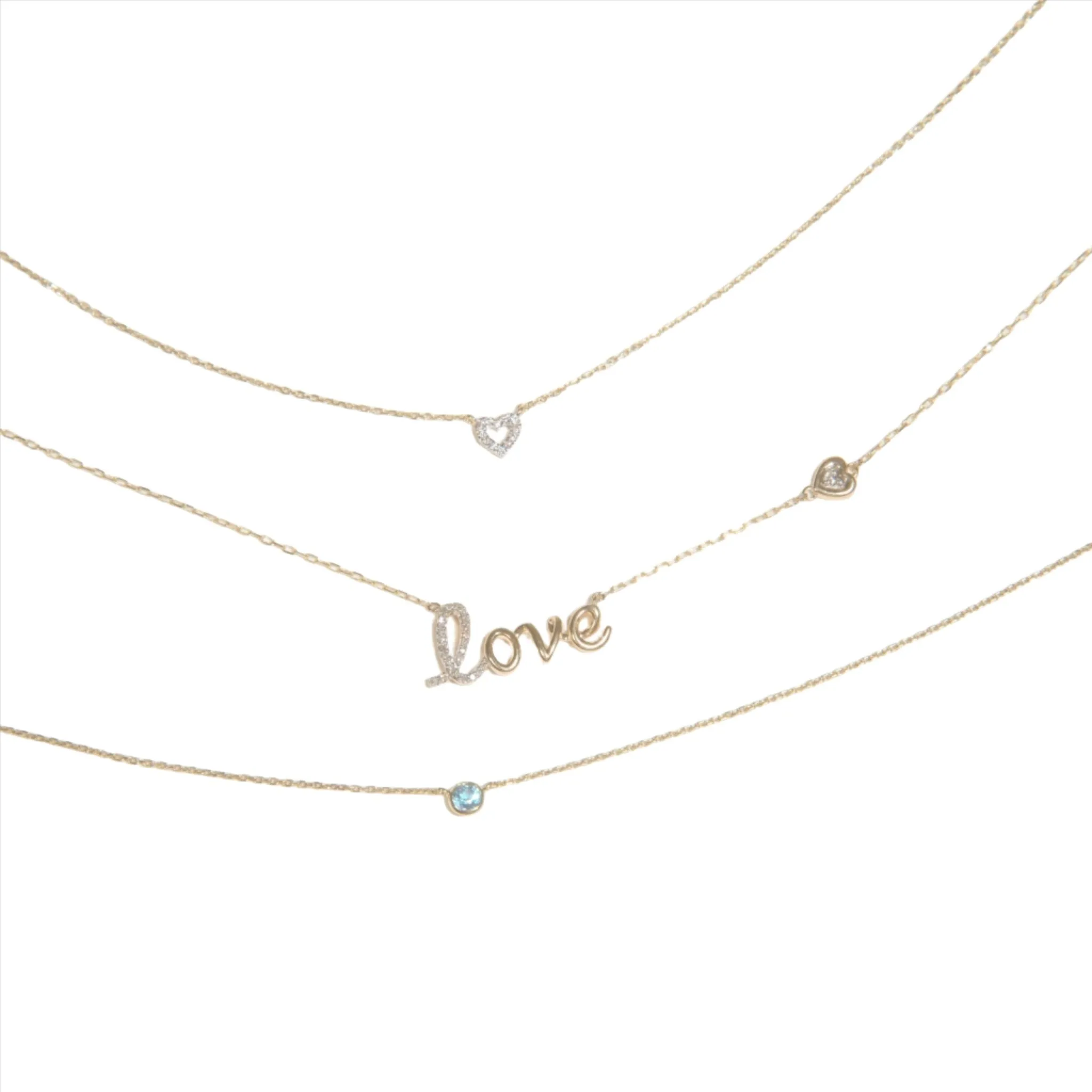 Diamond Love Necklace in Solid 14k Gold