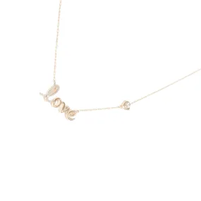 Diamond Love Necklace in Solid 14k Gold