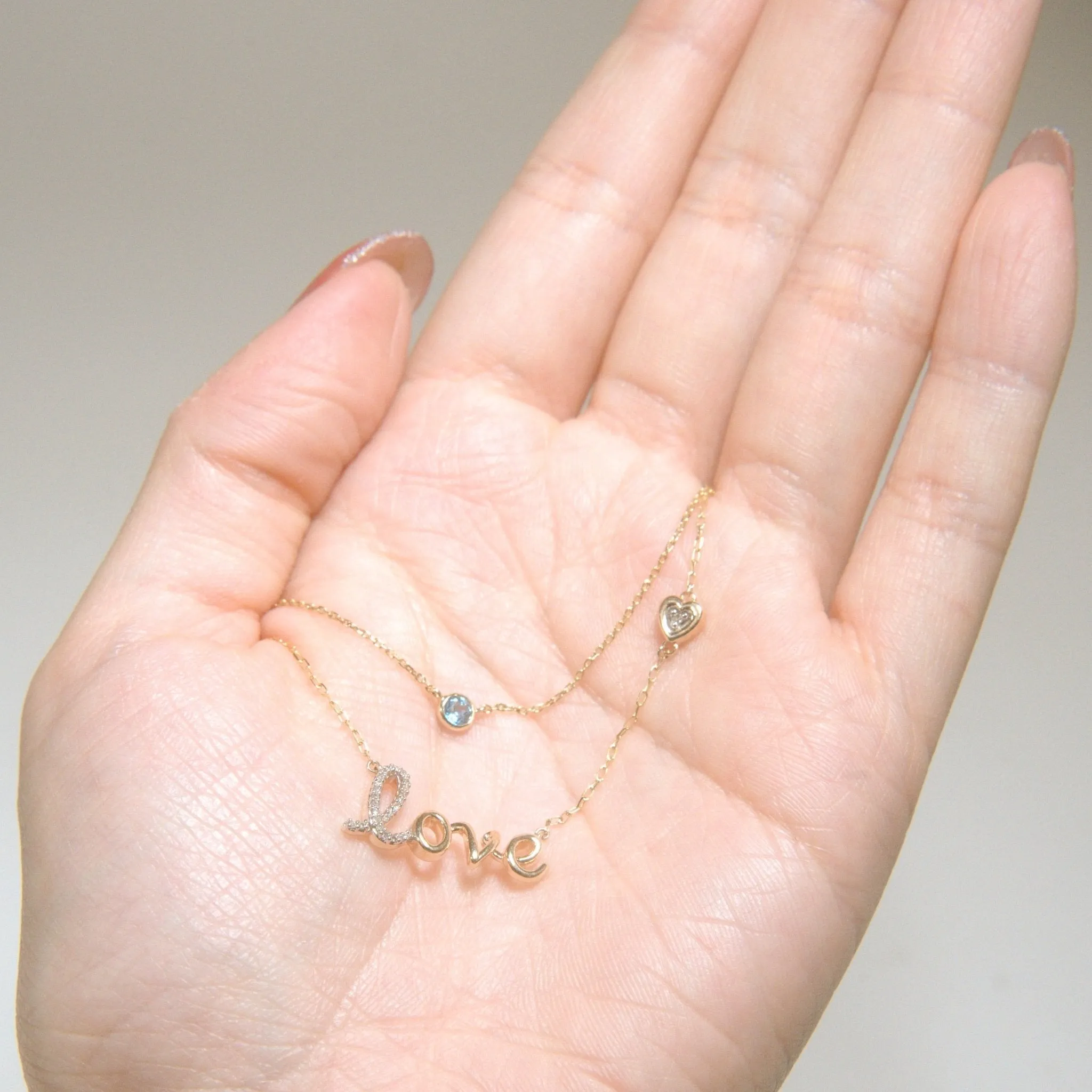 Diamond Love Necklace in Solid 14k Gold