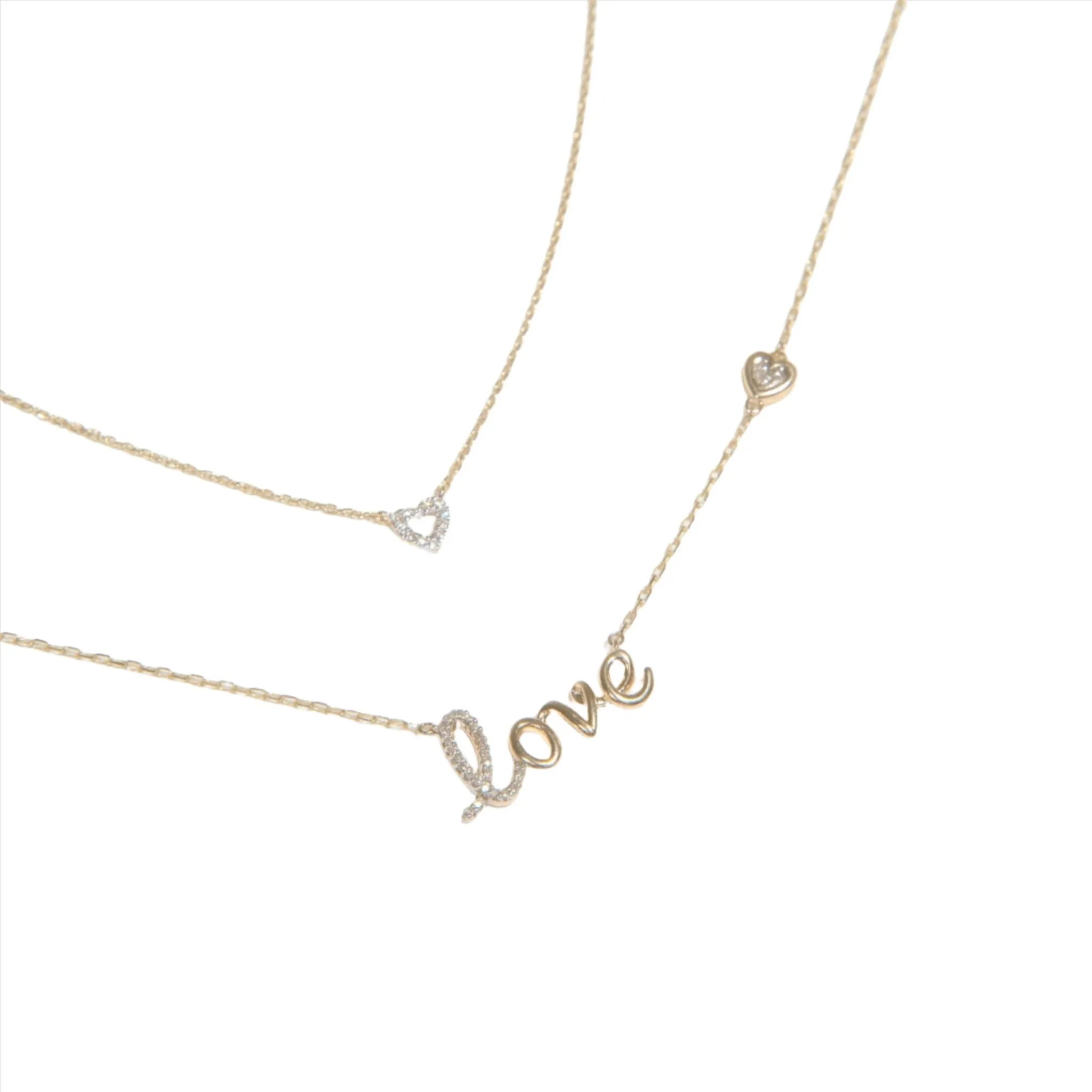 Diamond Love Necklace in Solid 14k Gold