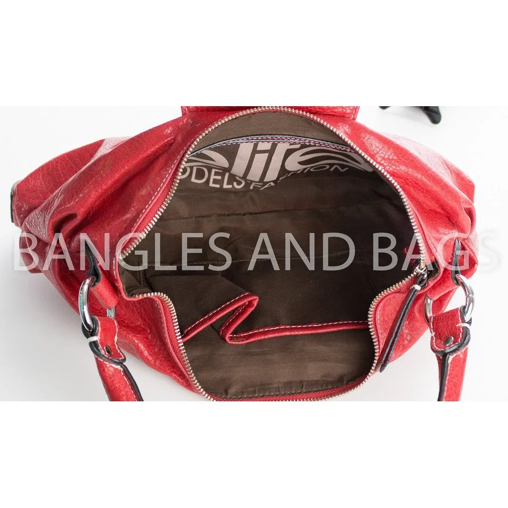 Elite Handbag - Red Faux Leather