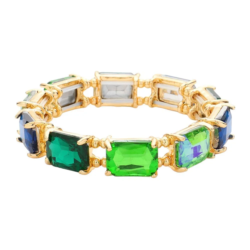 Emerald Cut Stone Stretch Evening Bracelet