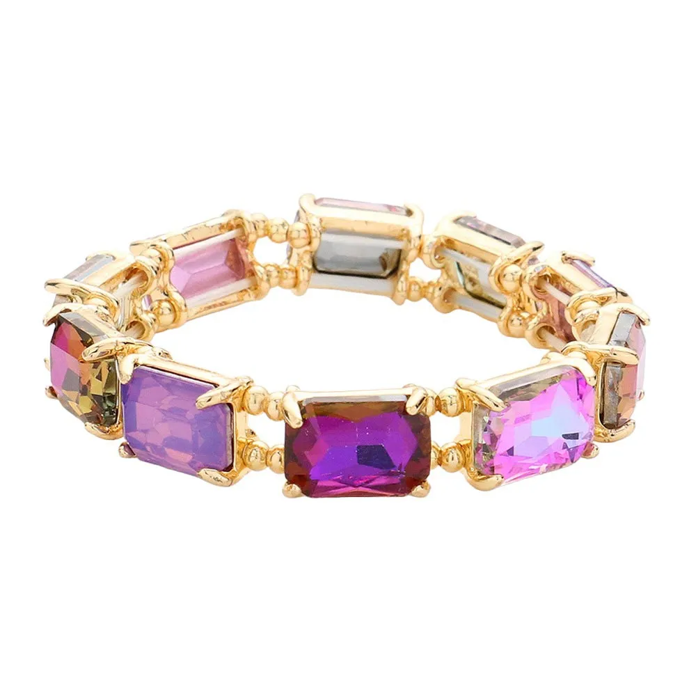 Emerald Cut Stone Stretch Evening Bracelet