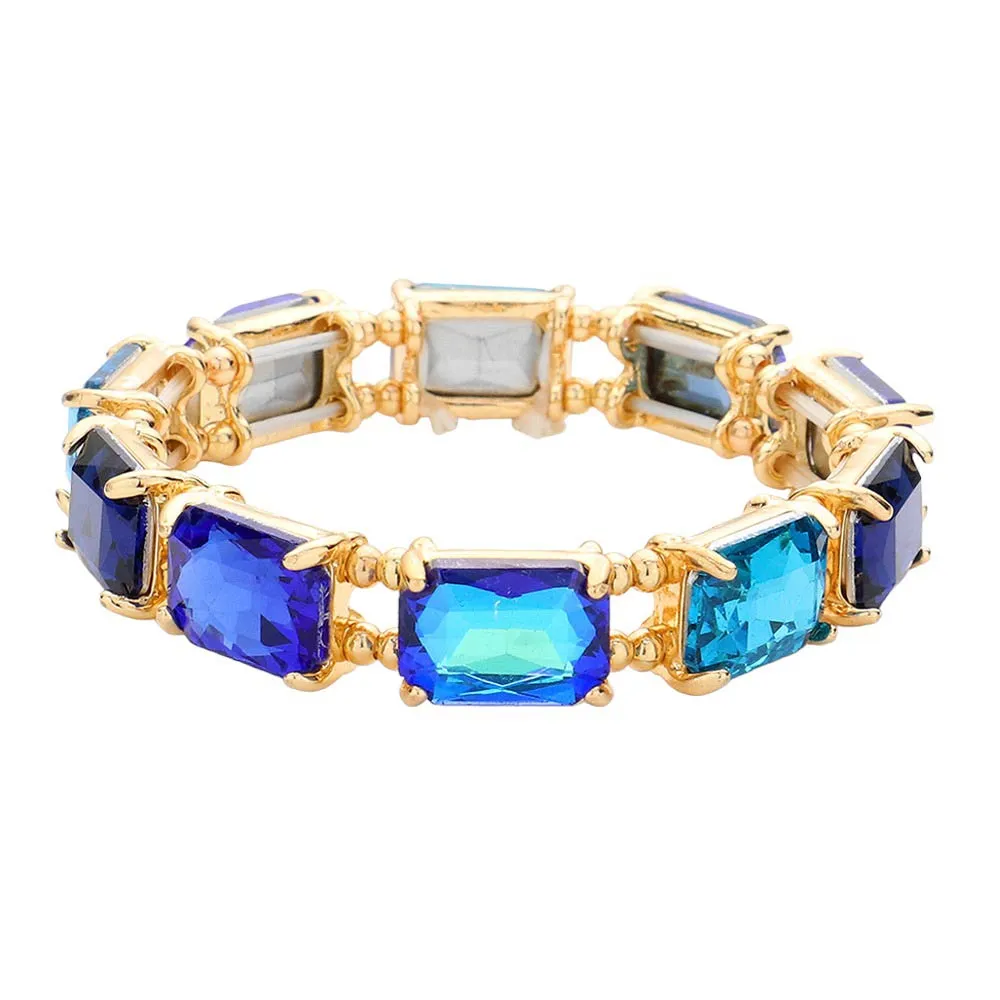 Emerald Cut Stone Stretch Evening Bracelet