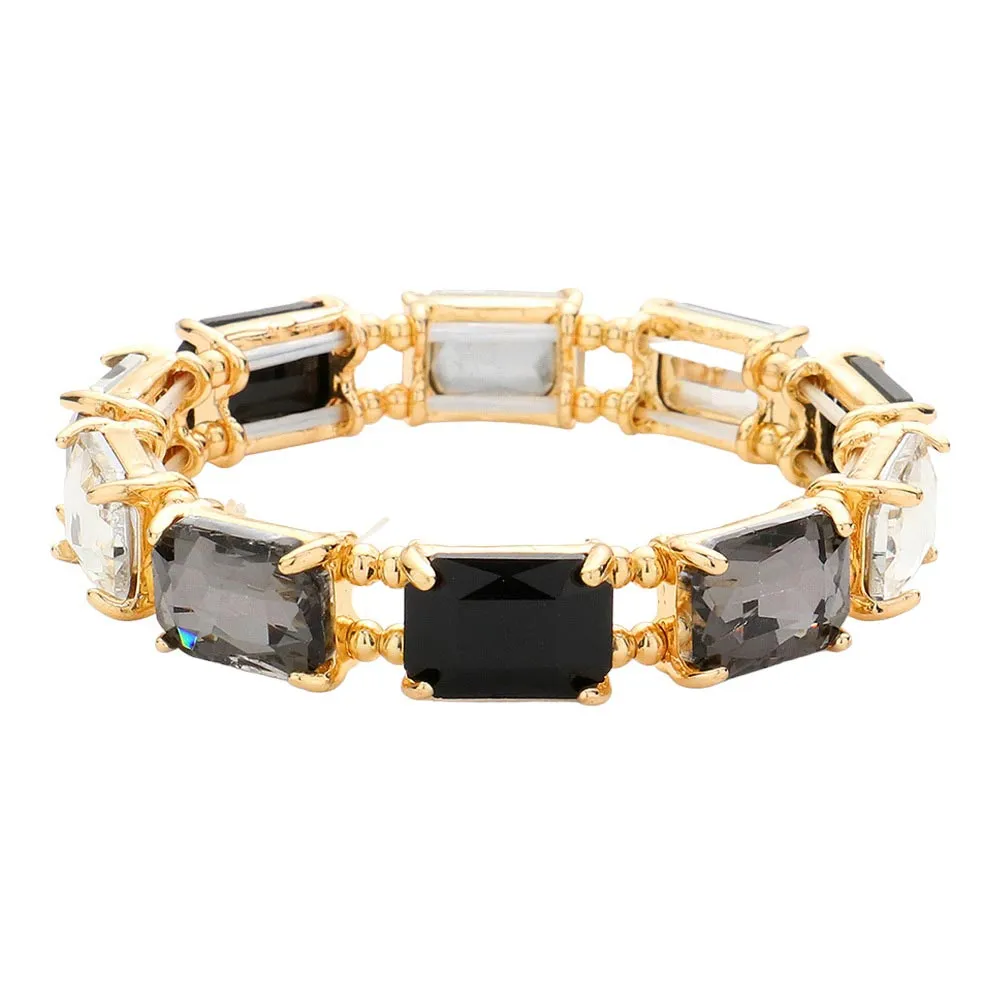 Emerald Cut Stone Stretch Evening Bracelet