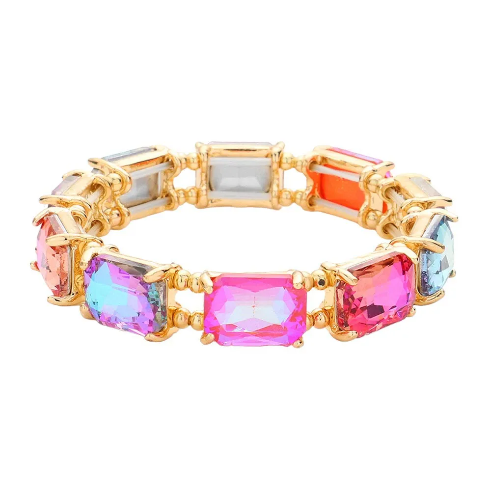 Emerald Cut Stone Stretch Evening Bracelet