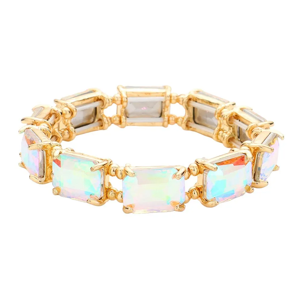 Emerald Cut Stone Stretch Evening Bracelet