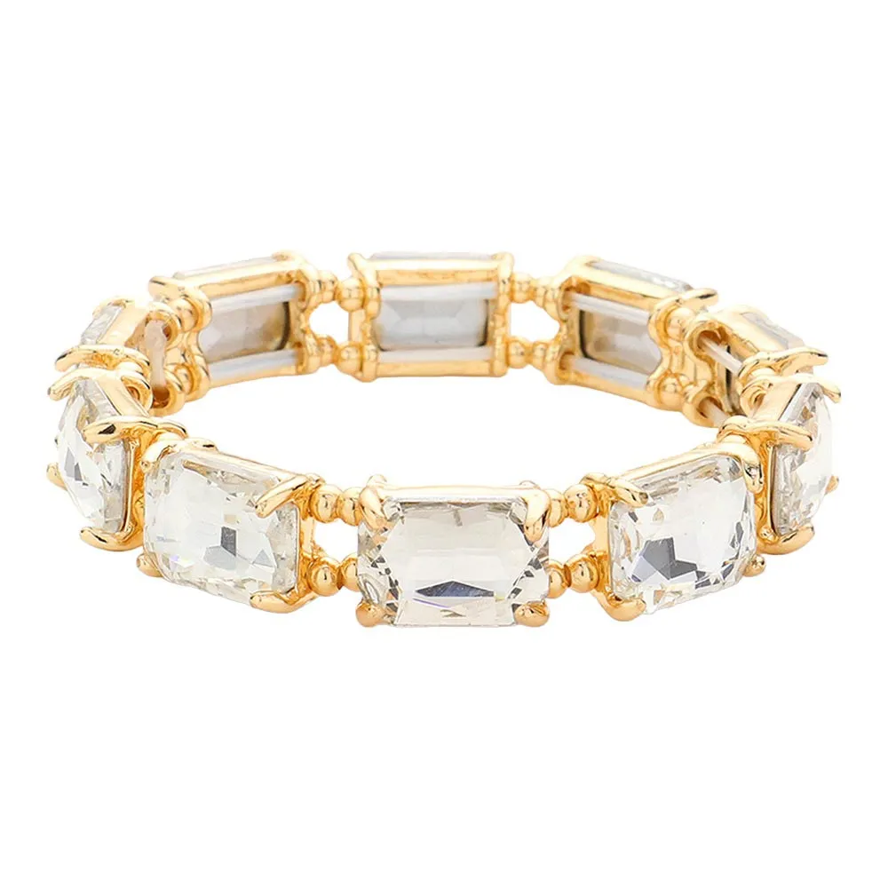 Emerald Cut Stone Stretch Evening Bracelet