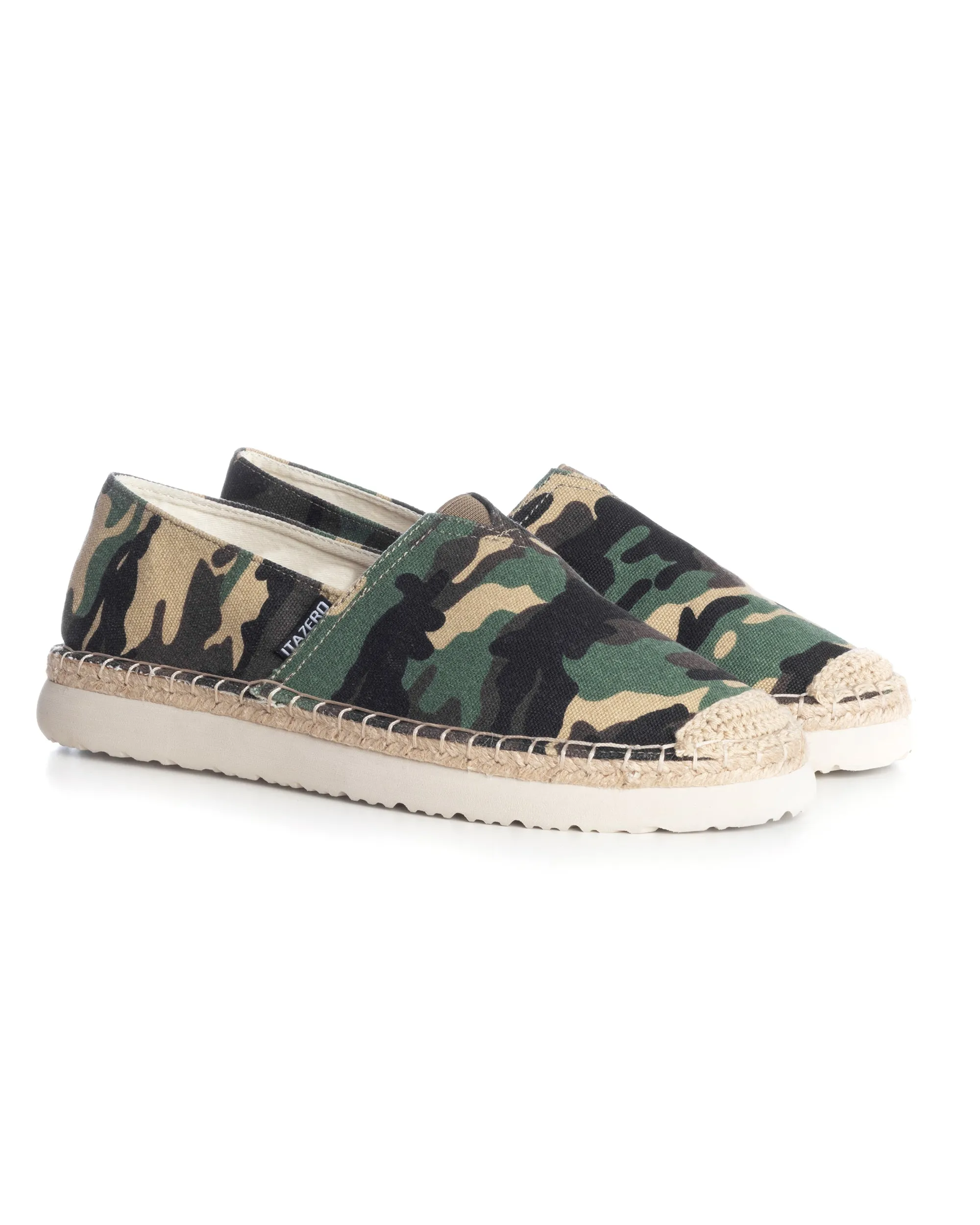 Espadrillas Scarpe Uomo Unisex Tela Estive Mare Fantasia Militare Mimetica Cotone Comode Leggere Verde GIOSAL-S1249A