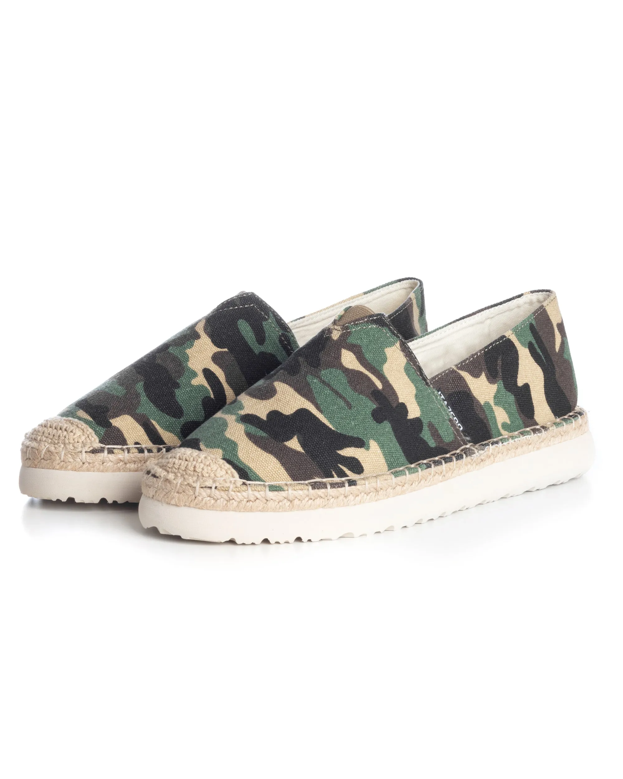 Espadrillas Scarpe Uomo Unisex Tela Estive Mare Fantasia Militare Mimetica Cotone Comode Leggere Verde GIOSAL-S1249A