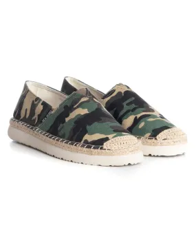 Espadrillas Scarpe Uomo Unisex Tela Estive Mare Fantasia Militare Mimetica Cotone Comode Leggere Verde GIOSAL-S1249A