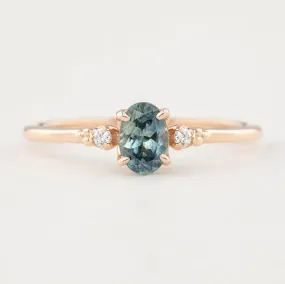 Estel Ring - 6x4mm 0.60ct Blue Green Montana Sapphire, 14k Rose Gold