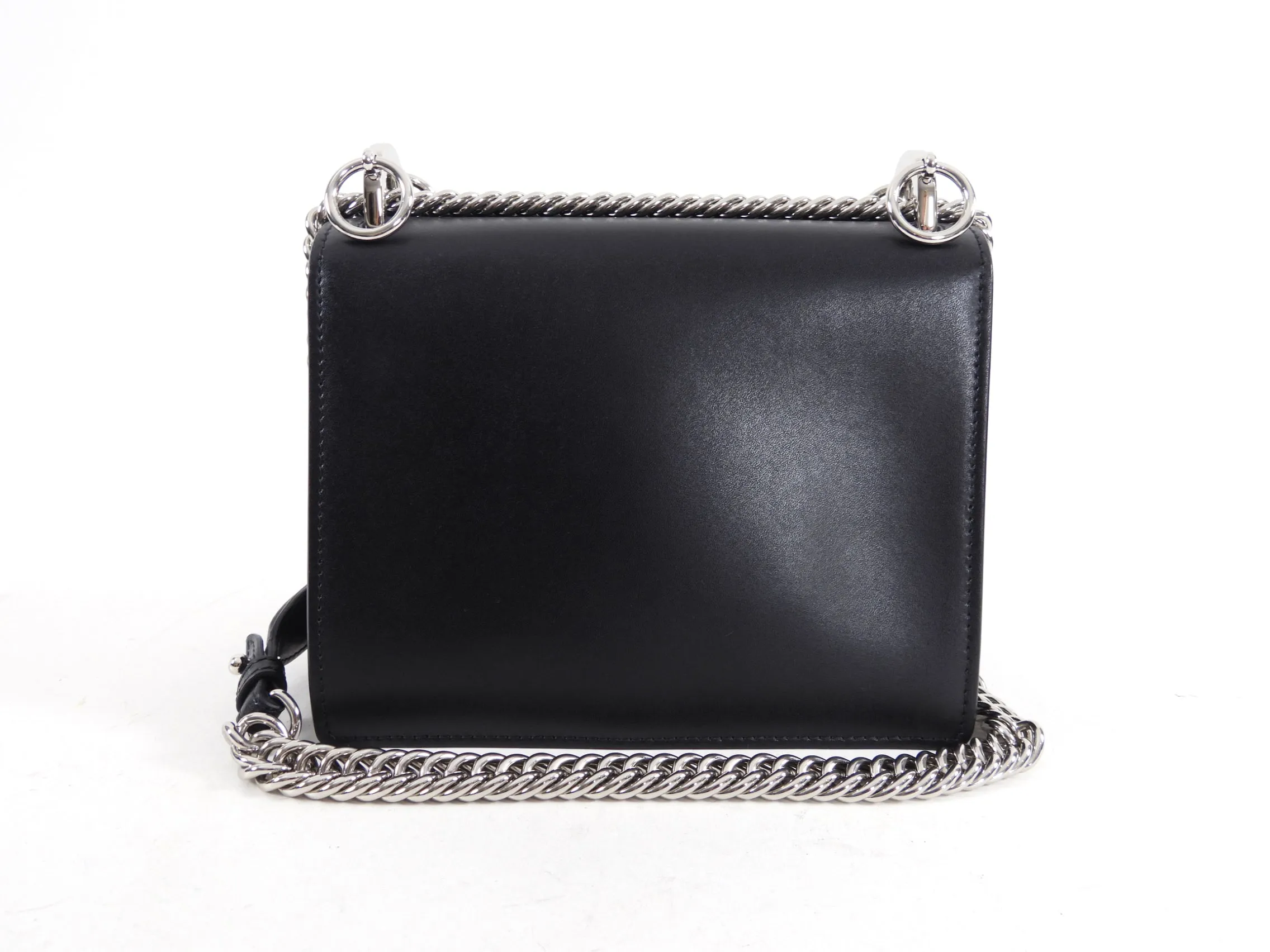 Fendi Black Leather Kan 1 Small Crossbody Chain Bag