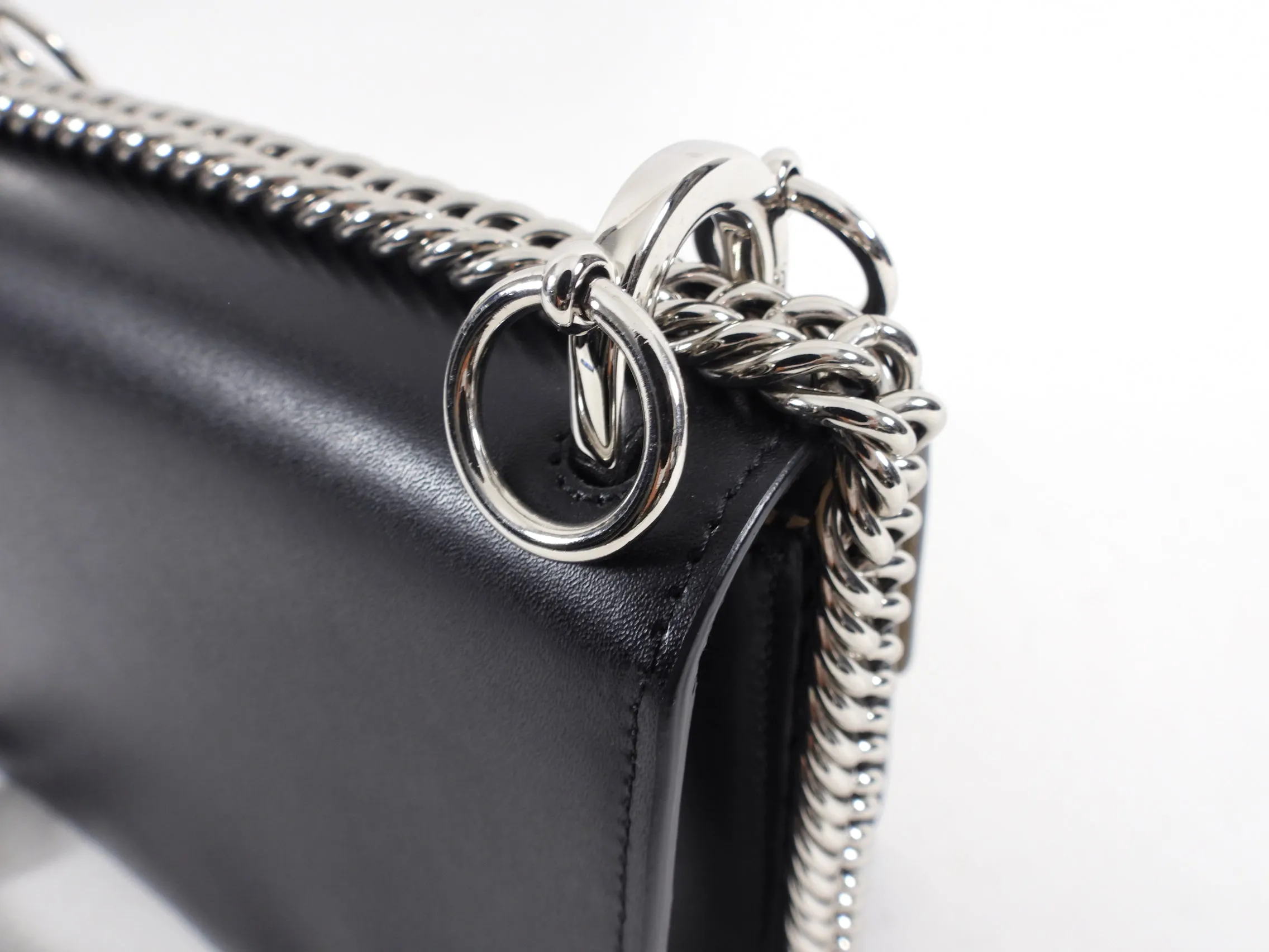 Fendi Black Leather Kan 1 Small Crossbody Chain Bag