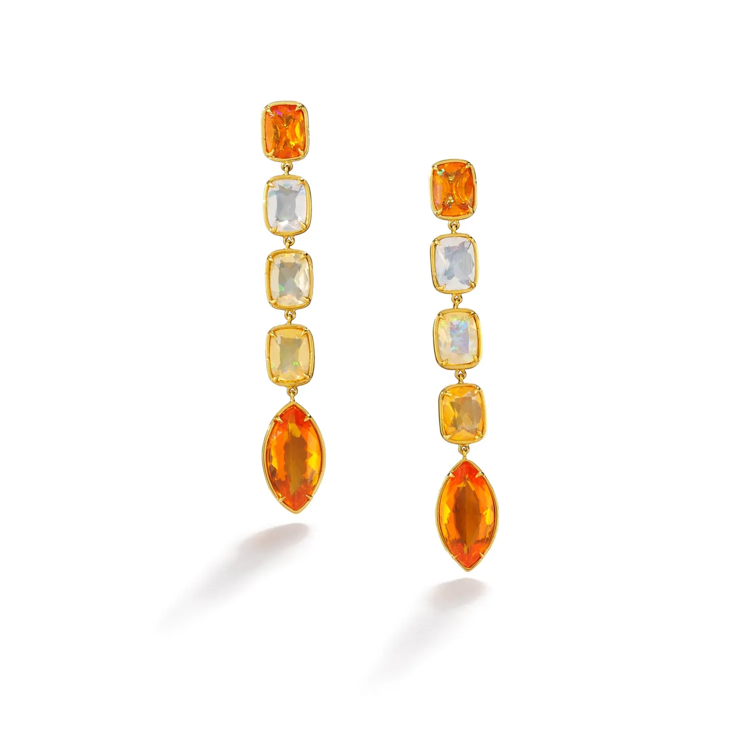 Fire Opal & Water Opal Earrings