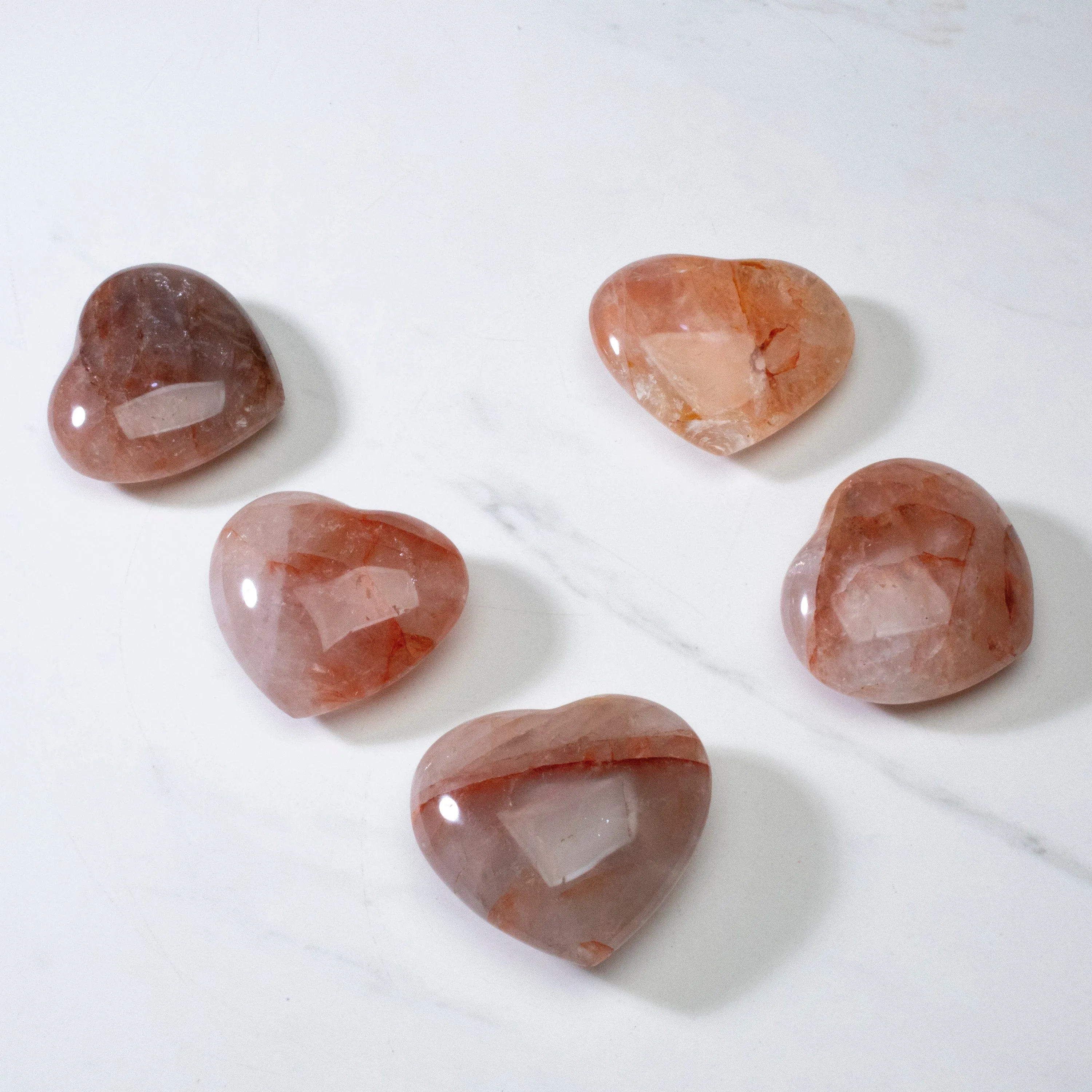 Fire Quartz Gemstone Heart Carving - 3