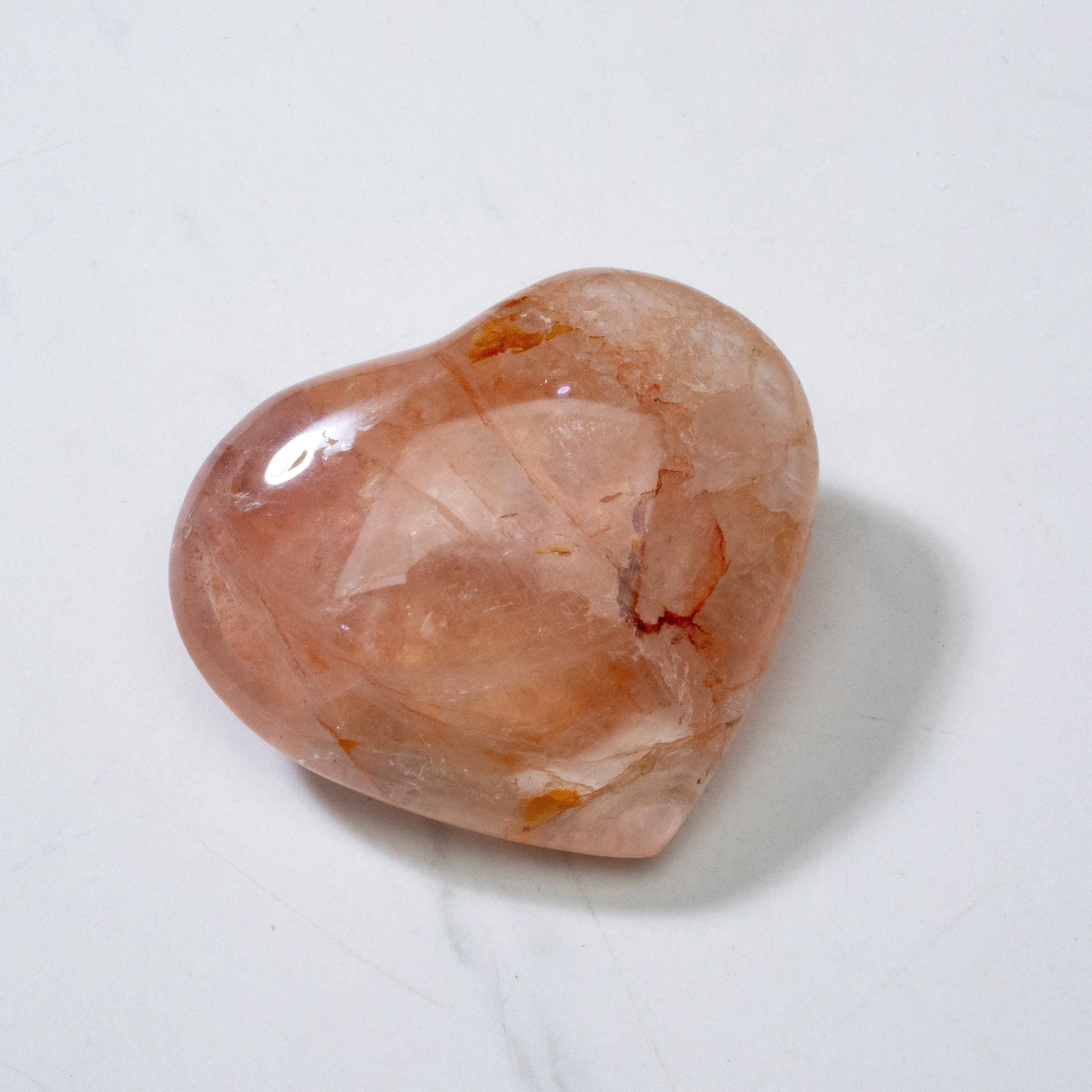 Fire Quartz Gemstone Heart Carving - 3