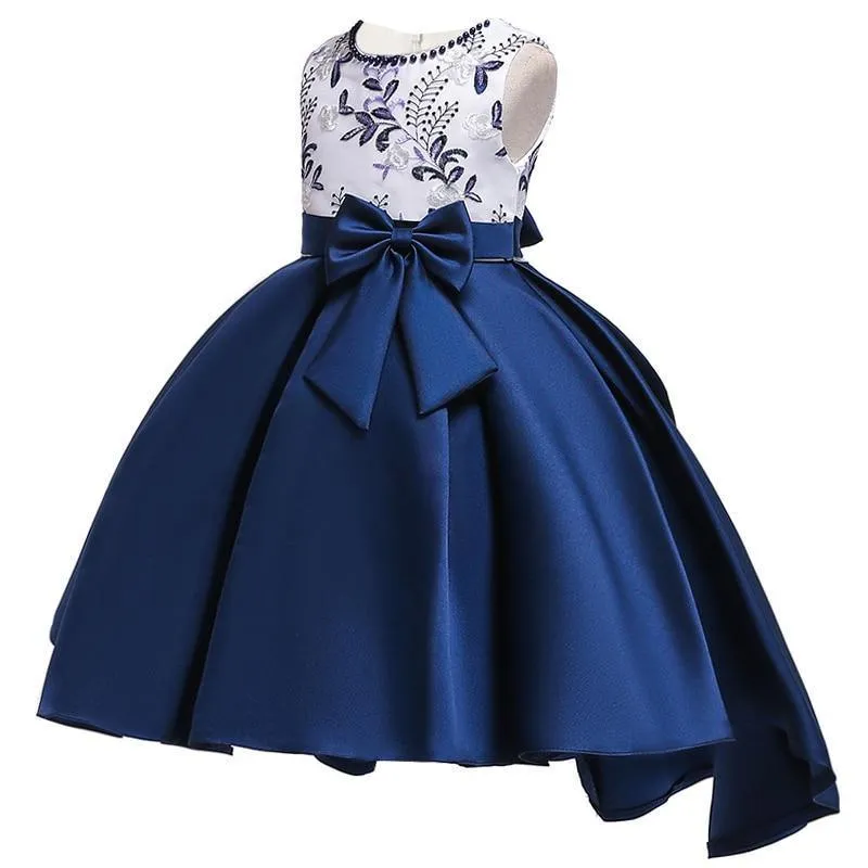 Floral Bow Dress For Girls- Sleeveless