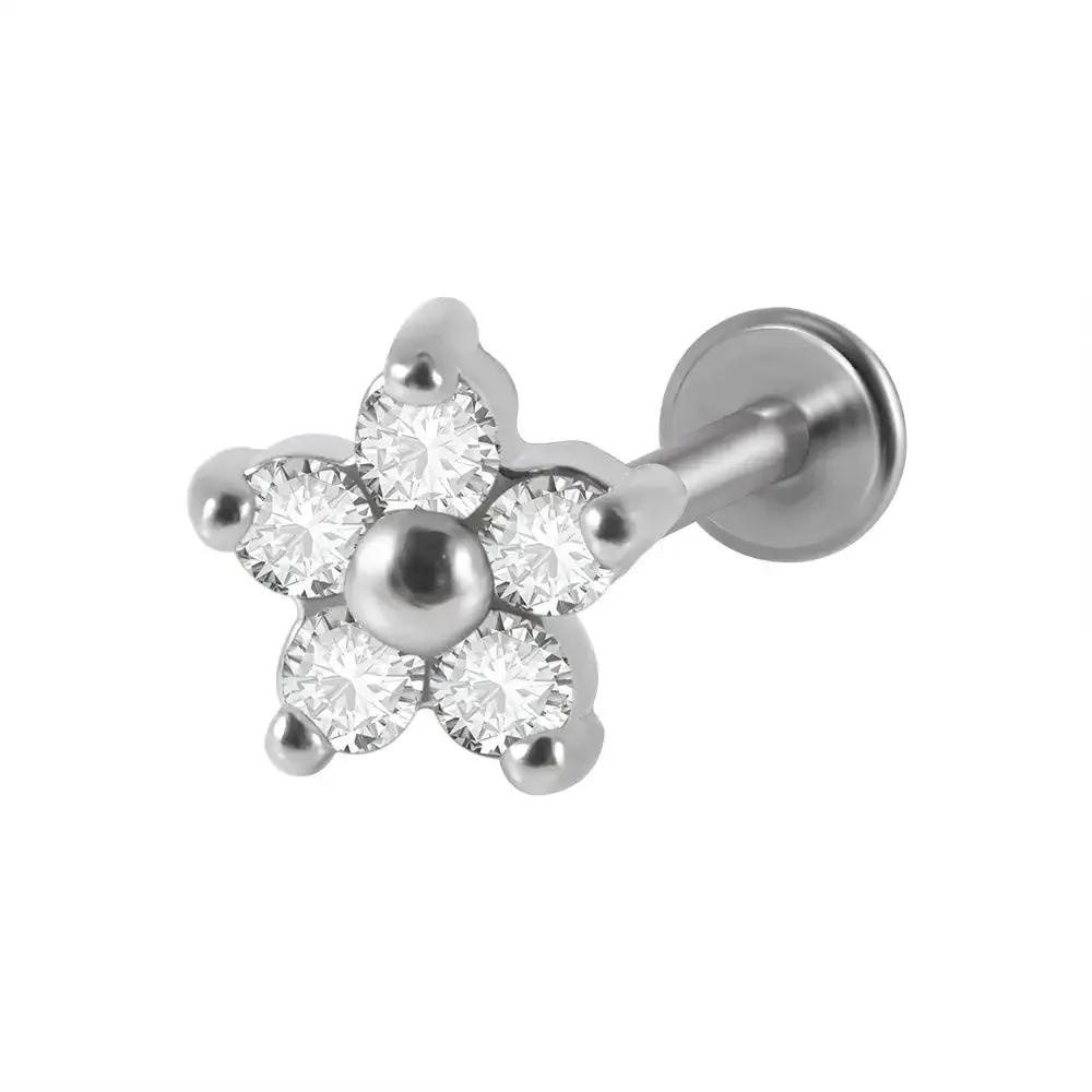 G23 Titanium  FLower Flat Back Stud (16G)