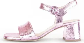 GABOR Pink Metallic Block Heel Sandal