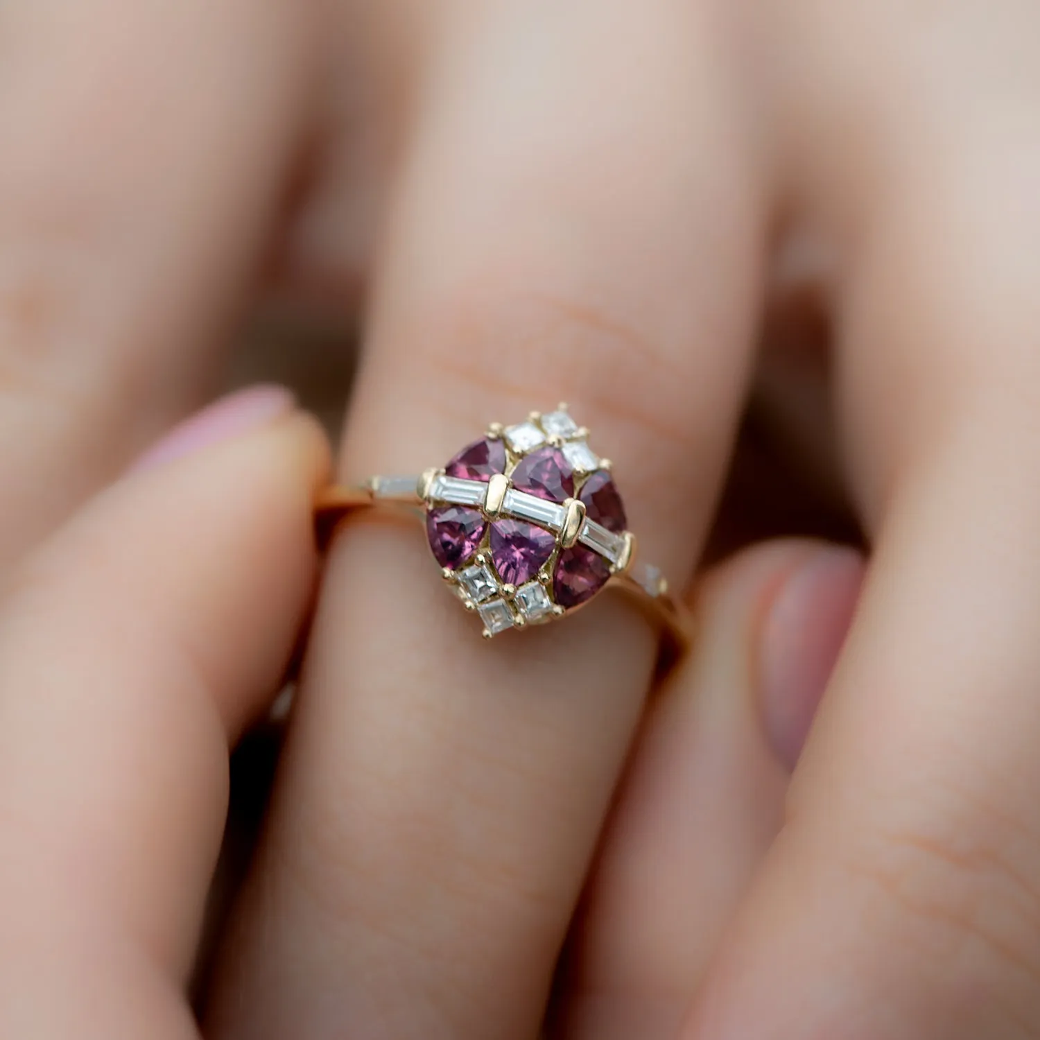 Garnet and Diamond Cluster Engagement Ring