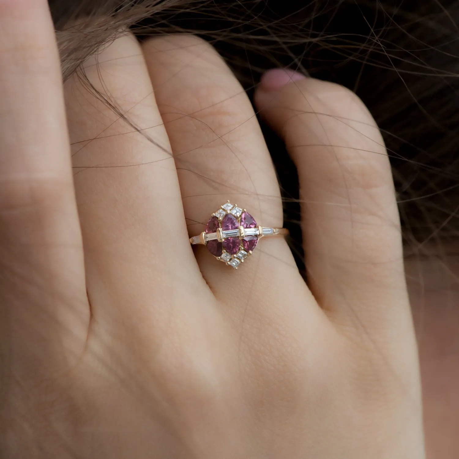 Garnet and Diamond Cluster Engagement Ring