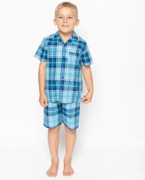 George Blue Check Shorty Set