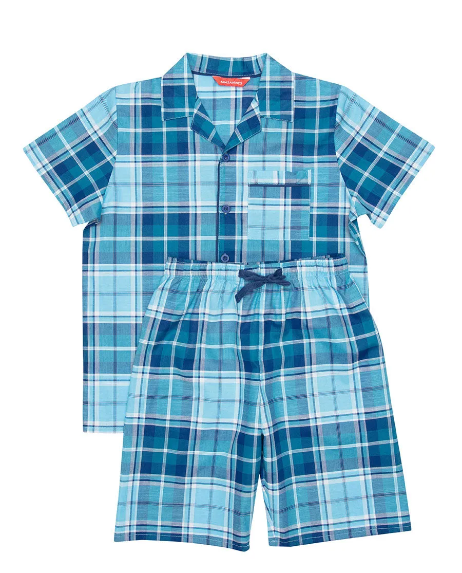 George Blue Check Shorty Set