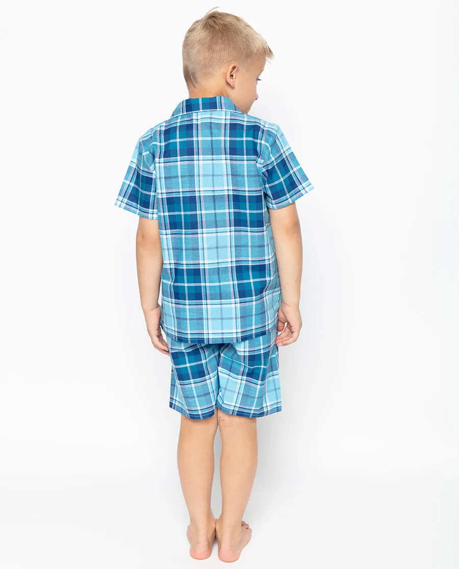 George Blue Check Shorty Set