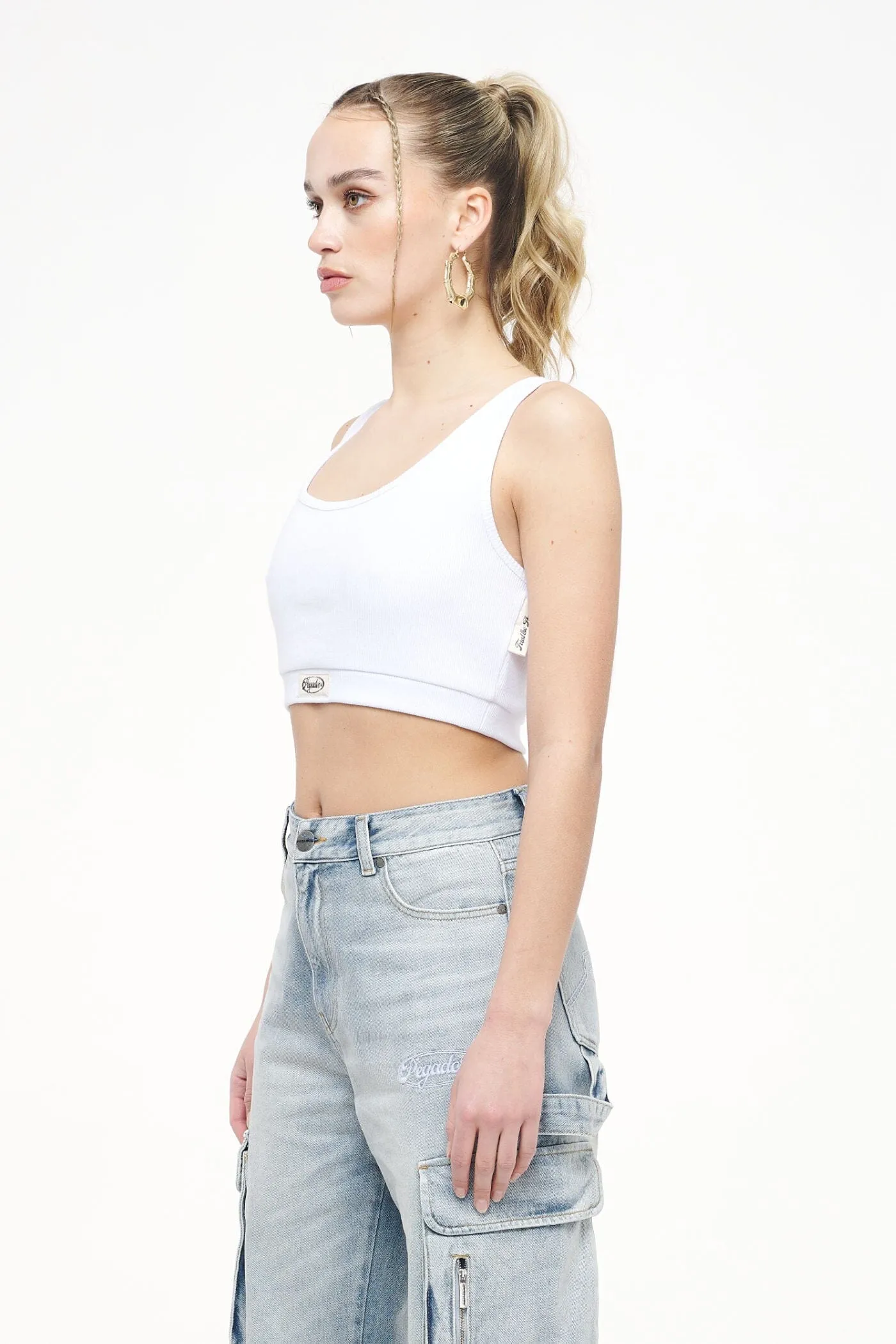 Giga Rib Baby Crop Top White