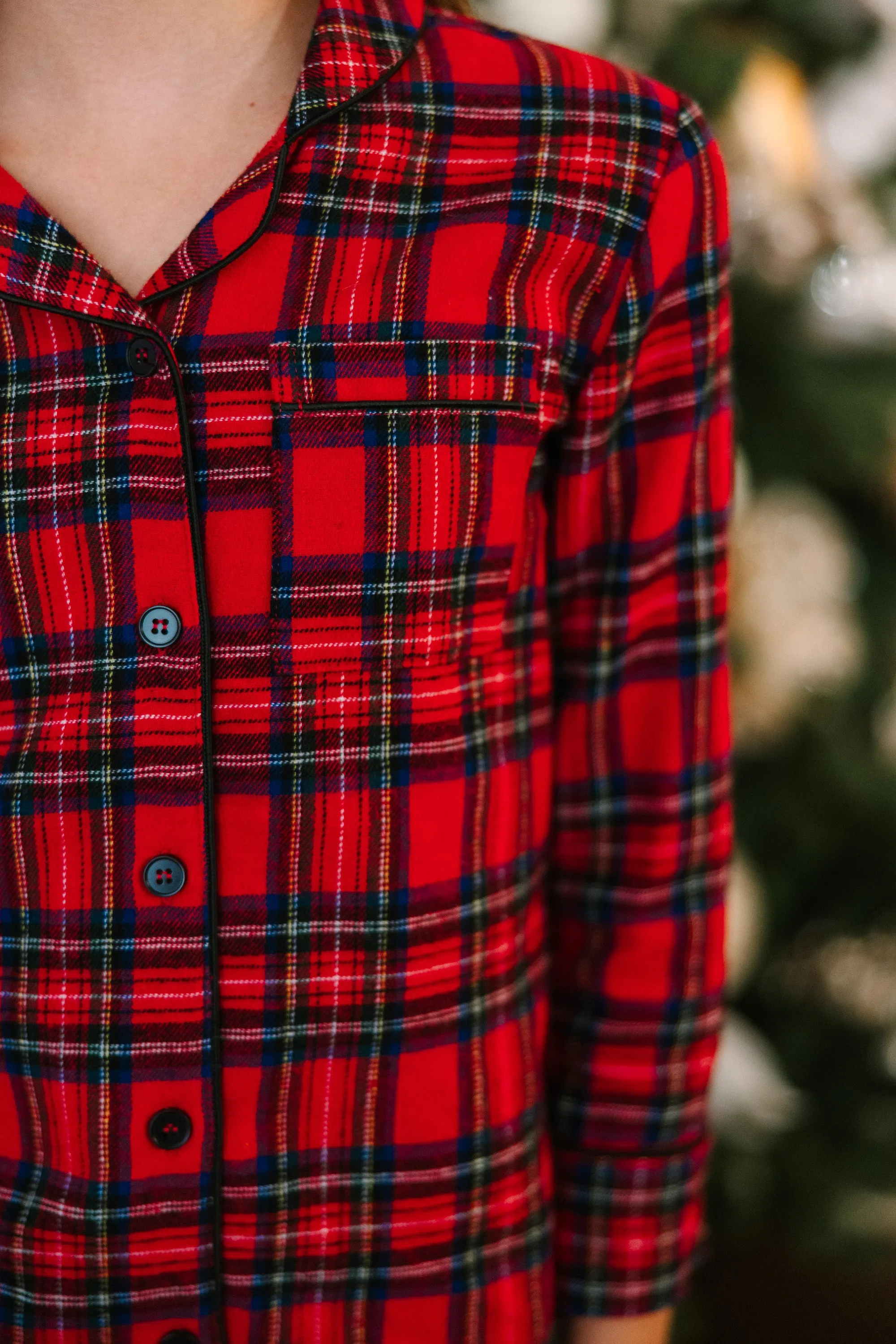 Girls: Staying In Tartan Plaid L/S Pajama Set