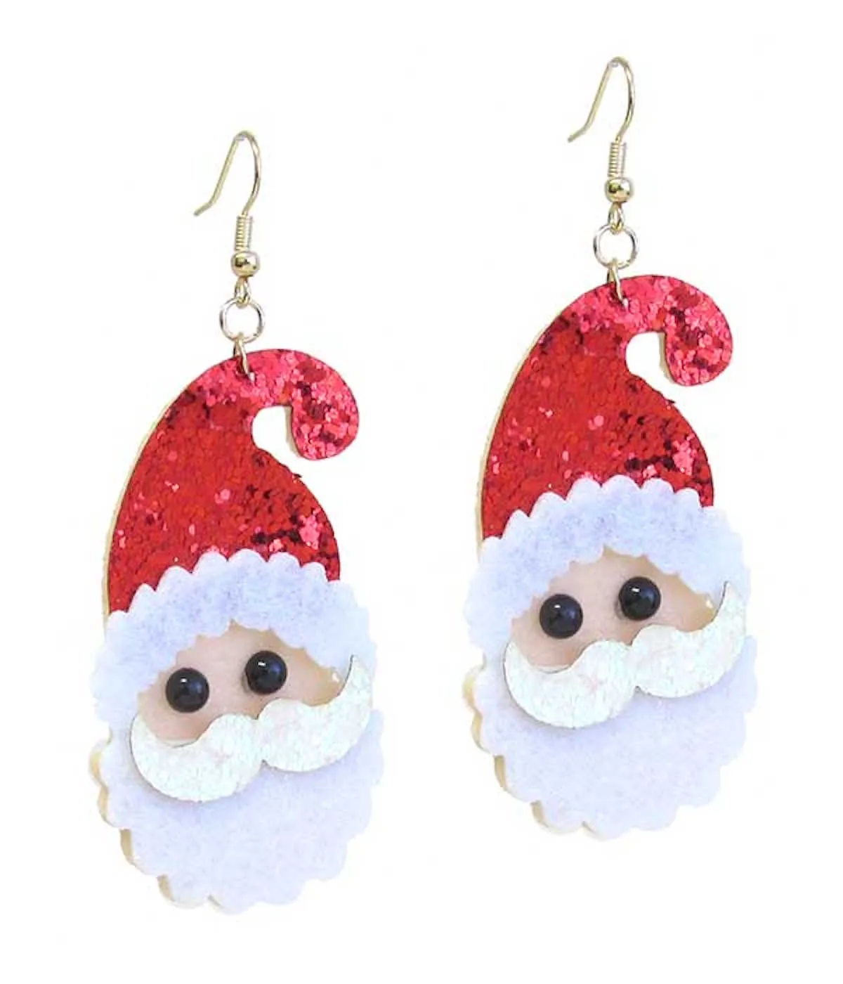 Glitter Santa Claus Drop Holiday Earring