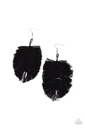 Hanging by a Thread Black-Earrings