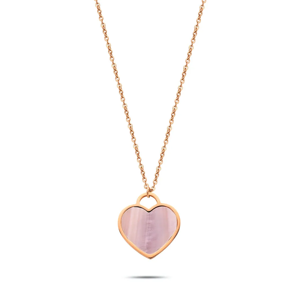 Heart pearl necklace rosé gold