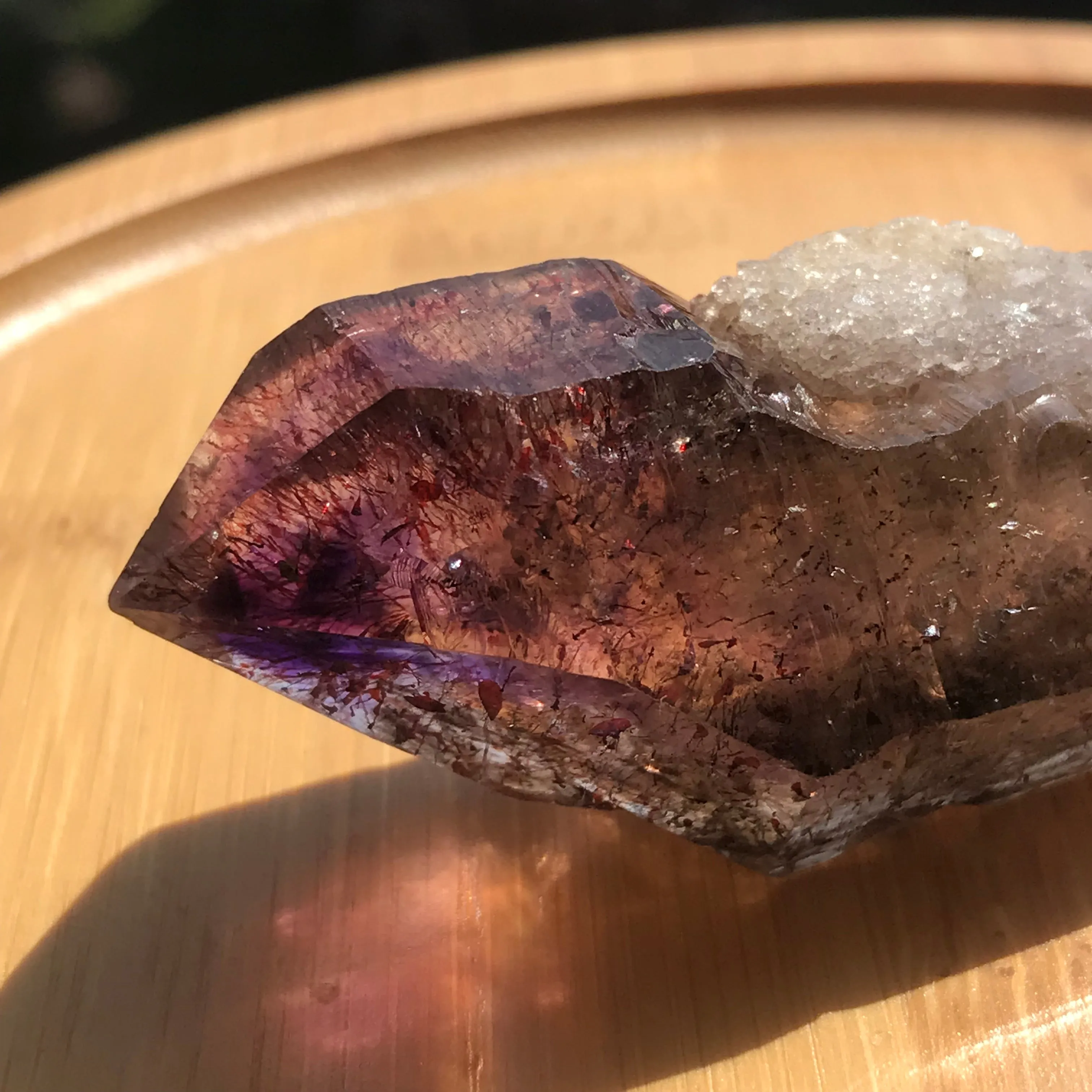 High Quality Super Seven Crystal Rare Scepter 48.9g High Vibration Frequency Raw Stone Powerful Healing for Seven Chakra Amethyst, Quartz, Smoky Quartz, Cacoxenite, Rutile, Goethite and Lepidocrocite