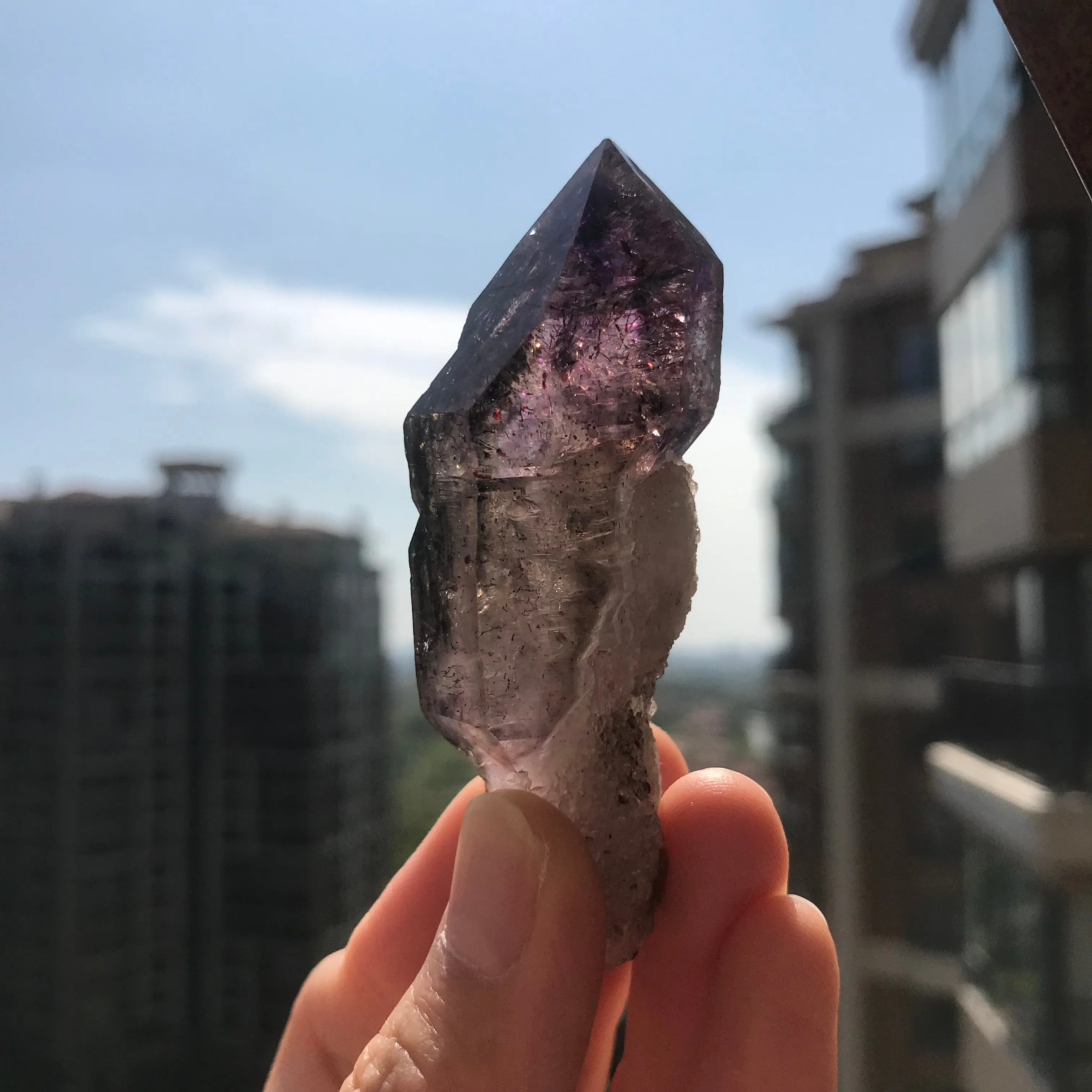 High Quality Super Seven Crystal Rare Scepter 48.9g High Vibration Frequency Raw Stone Powerful Healing for Seven Chakra Amethyst, Quartz, Smoky Quartz, Cacoxenite, Rutile, Goethite and Lepidocrocite